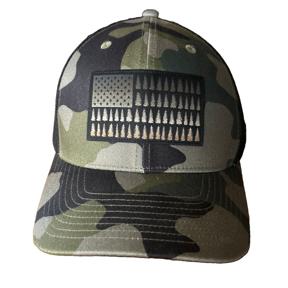Columbia Tree Flag Green Camo Ballcap Mesh Hat Snapback Mens OSFM